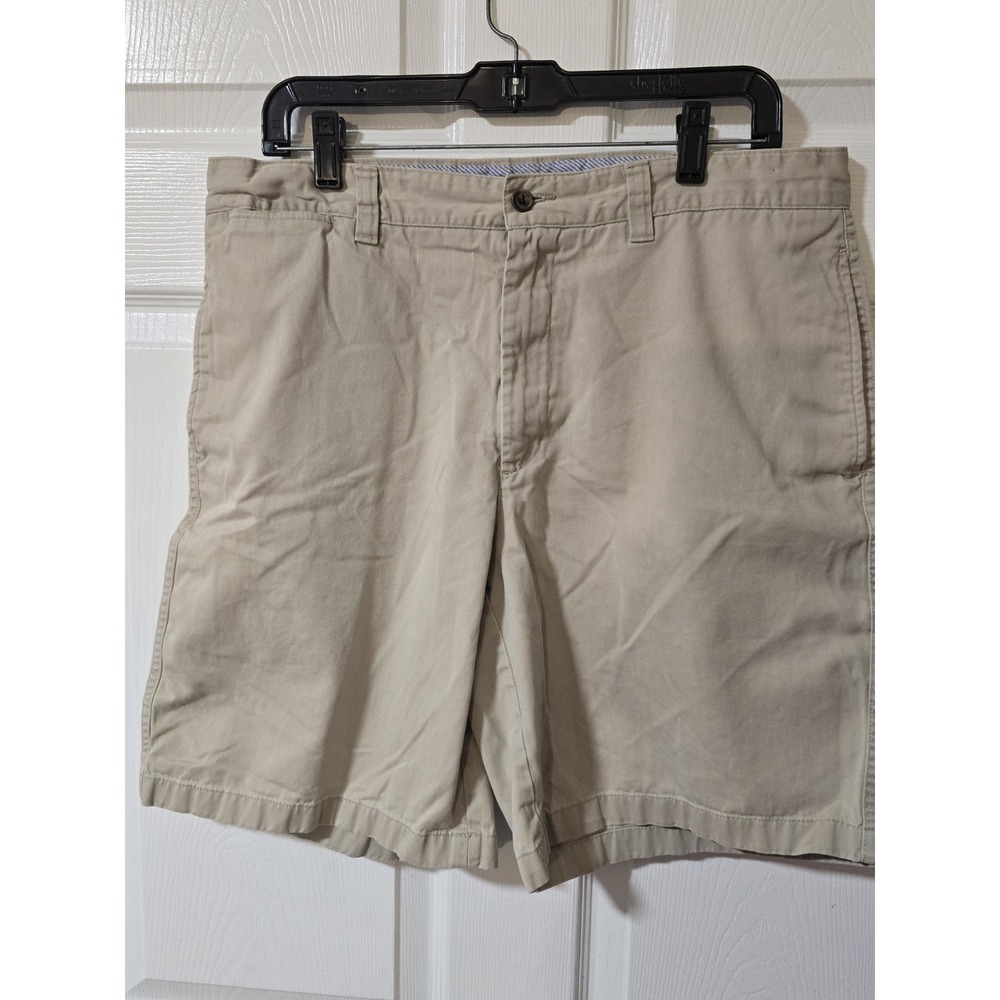 Club Room Shorts Mens 34 Beige 4-Way Stretch Solid Flat Front Casual Chino
